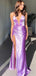 Sexy V-neck Mermaid Sleeveless With Side Slit Long Prom Dresses For Party, PG89