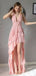 Sexy V-neck Sleeveless Mermaid Satin Long Prom Dresses For Party, PG858