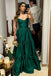 Soft Spaghetti Strap Sleeveless A-line Satin Long Prom Dresses For Party, PG850