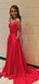 Formal Spaghetti Strap Sleeveless A-line Satin Long Prom Dresses With Trailing For Party, PG361