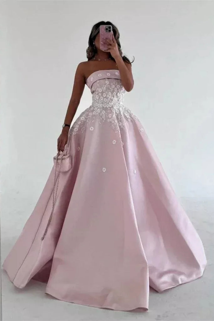 Formal Sweetheart Sleeveless A-line Satin Long Prom Dresses For Party, PG469