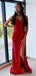 Sexy Spaghetti Strap Mermaid Sleeveless With Side Slit Long Prom Dresses For Party, PG137