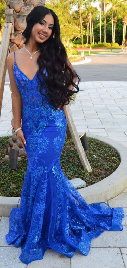 Sexy Spaghetti Strap Mermaid Sleeveless Prom Dresses With Trailing For Party, PG145