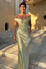 Soft Off-shoulder Sleeveless Mermaid Satin Long Prom Dresses For Party, PG607