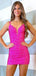 Sexy Spaghetti Strap V-neck Sleeveless Short Sequin Mermaid Homecoming Dresses For Party, PGH185