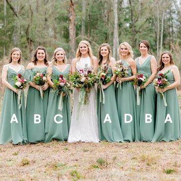 Simple Mismatched Sleeveless A-line Bridesmaid Dresses For Wedding Party, PGB61