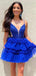 Sexy Spaghetti Strap V-neck Sleeveless Short A-line Tulle Homecoming Dresses For Party, PGH221