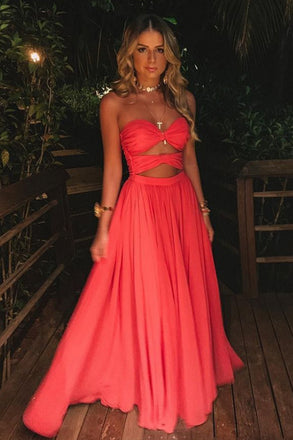 Soft Sweetheart Sleeveless A-line Satin Long Prom Dresses For Party, PG611