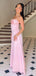 Simple Spaghetti Strap Sleeveless A-line Satin Long Prom Dresses For Party, PG309