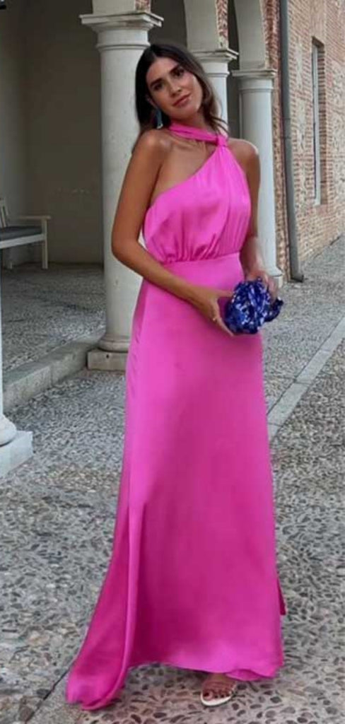 Soft One-shoulder Sleeveless Mermaid Satin Long Prom Dresses For Party, PG425