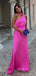 Soft One-shoulder Sleeveless Mermaid Satin Long Prom Dresses For Party, PG425