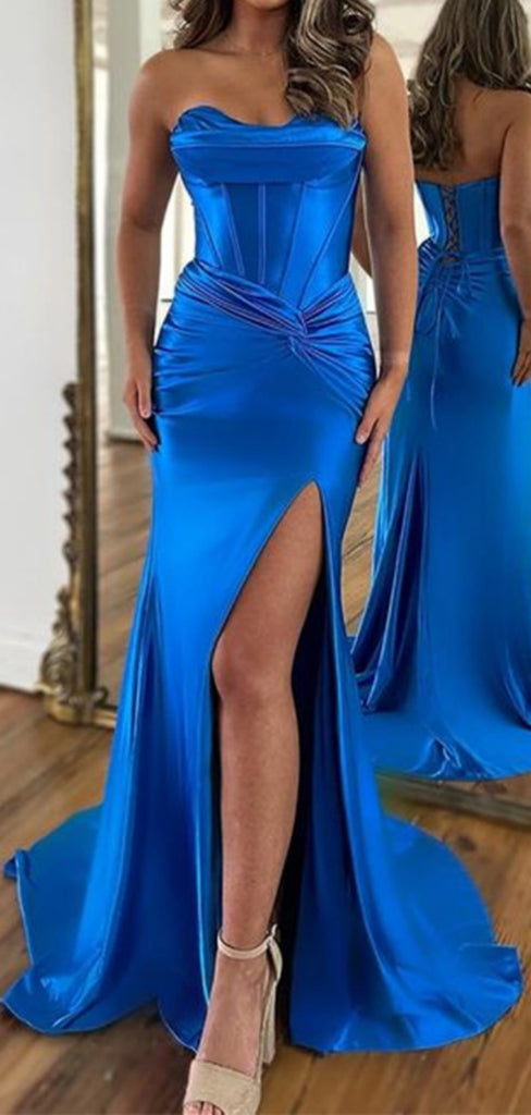 Sexy Sweetheart Mermaid Sleeveless With Side Slit Long Prom Dresses For Party, PG97