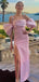Soft Off-shoulder Sleeveless Mermaid Satin Long Prom Dresses For Party, PG719