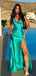 Sexy Spaghetti Strap Sleeveless Mermaid Satin Long Prom Dresses For Party, PG735