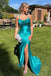 Soft Spaghetti Strap Sleeveless Mermaid Satin Long Prom Dresses For Party, PG639