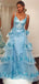 Elegant Spaghetti Strap V-neck Sleeveless Tulle Mermaid Long Prom Dresses With Trailing For Party, PG245