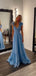 Elegant V-neck Sleeveless A-line Satin Long Prom Dresses For Party, PG773