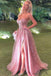 Elegant Sweetheart Sleeveless A-line Satin Long Prom Dresses For Party, PG571