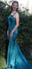 Sexy Square Sleeveless Mermaid Satin Long Prom Dresses With Trailing For Party, PG272