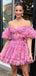 Elegant Off-shoulder Sleeveless Short A-line Tulle Homecoming Dresses For Party, PGH241