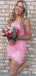 Sexy Sweetheart Sleeveless Short Mermaid Pink Lace Homecoming Dresses For Party, PGH261