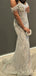 Elegant Off-shoulder Sleeveless Mermaid Tulle White Long Prom Dresses For Party, PG547