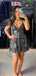Shiny Spaghetti Strap Sleeveless A-line Sequin Short  Homecoming Dresses For Party, PGH494