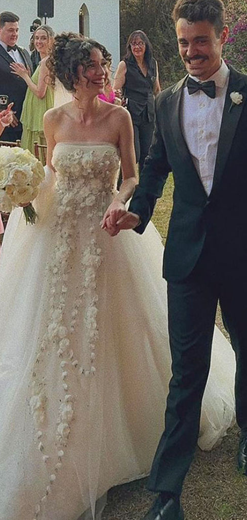 Sexy White Sweetheart Sleeveless A-Line  Lace Long Wedding Dresses With Trailing,PGW24