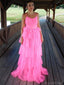 Elegant Spaghetti Strap Sleeveless A-line Long Prom Dresses, PG73