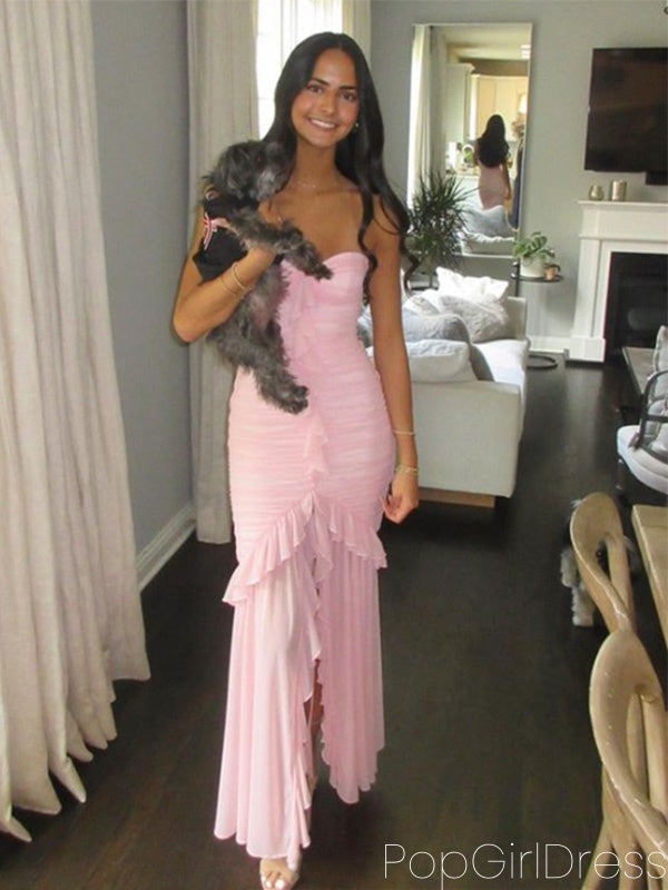 Soft Sweetheart Sleeveless Mermaid Satin Long Prom Dresses For Party, PG651