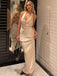 Sexy V-neck Sleeveless Mermaid Satin Long Prom Dresses For Party, PG833
