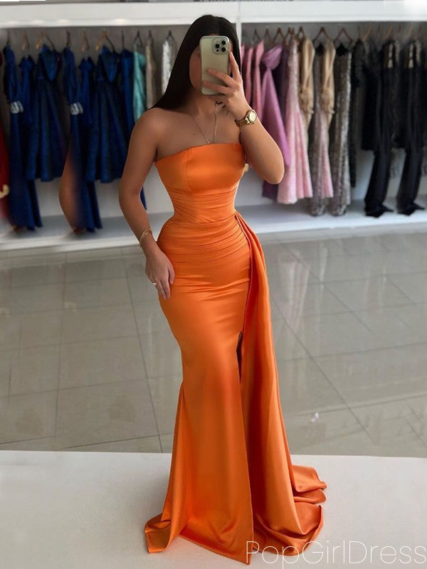 Sexy Sweetheart Sleeveless Mermaid Satin Long Prom Dresses For Party, PG701