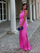 Soft One-shoulder Sleeveless Mermaid Satin Long Prom Dresses For Party, PG425