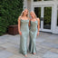 Soft Spaghetti Strap Sleeveless Mermaid Satin Bridesmaid Dresses For Wedding Party, PGB141