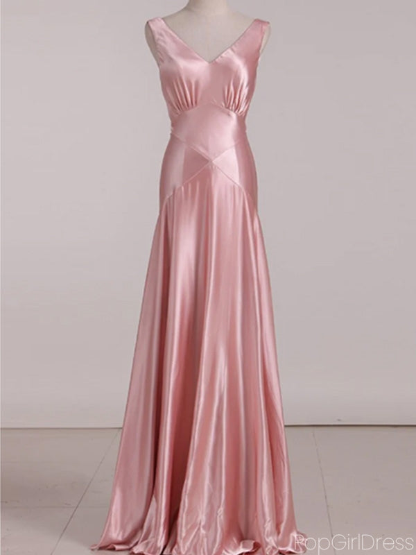 Gorgeous V-neck Sleeveless A-line Pink Prom Dresses For Wedding Party, PG35