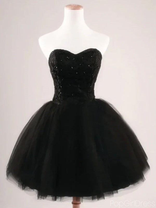 Elegant Sweetheart Sleeveless A-line Short Black Homecoming Dresses For Wedding Party, PGH15