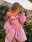 Cute Off-shoulder Sleeveless A-line Satin Homecoming Dresses For Party, PGH483