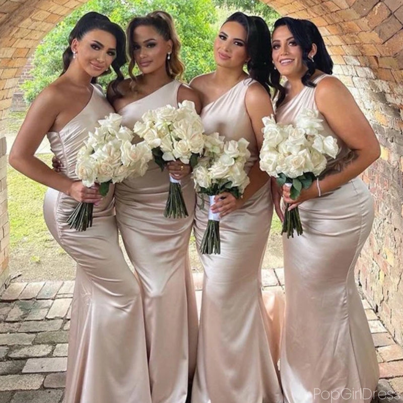 Sexy One-shoulder Sleeveless Mermaid Long Bridesmaid Dresses For Wedding Party, PGB16