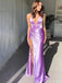 Sexy V-neck Mermaid Sleeveless With Side Slit Long Prom Dresses For Party, PG89