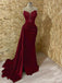 Elegant Sweetheart Sleeveless Mermaid Satin Long Prom Dresses With Trailing For Party, PG453