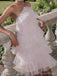 Shiny Halter Sleeveless A-line Tulle Ruffles Homecoming Dresses For Party, PGH461