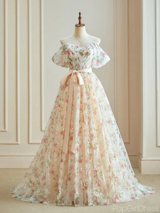 Elegant Off-shoulder A-line Prom Dresses For Wedding Party, PG40