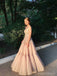 Elegant V-neck Sleeveless A-line Tulle Long Prom Dresses For Party, PG405