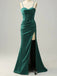 Sexy Spaghetti Strap Sleeveless Mermaid Long Prom Dresses With Side Split, PG10