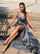 Soft One-shoulder Sleeveless Mermaid Satin Long Prom Dresses For Party, PG473