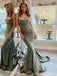 Sexy Spaghetti Strap Sleeveless Mermaid Satin Long Prom Dresses For Party, PG749