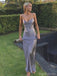 Sexy Spaghetti Strap V-neck Sleeveless Mermaid Satin Long Prom Dresses For Party, PG341