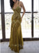 Elegant Spaghetti Strap Sleeveless Mermaid Satin Long Prom Dresses For Party, PG515
