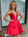 Formal V-neck Sleeveless Short A-line Red Homecoming Dresses For Party, PGH91