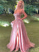 Elegant Sweetheart Sleeveless A-line Satin Long Prom Dresses For Party, PG571